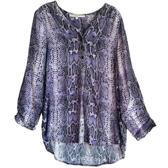 What Goes Around Comes Around Vanessa Purple Silk Snakeskin Top Sz M Whimsygoth - Picture 4 of 16